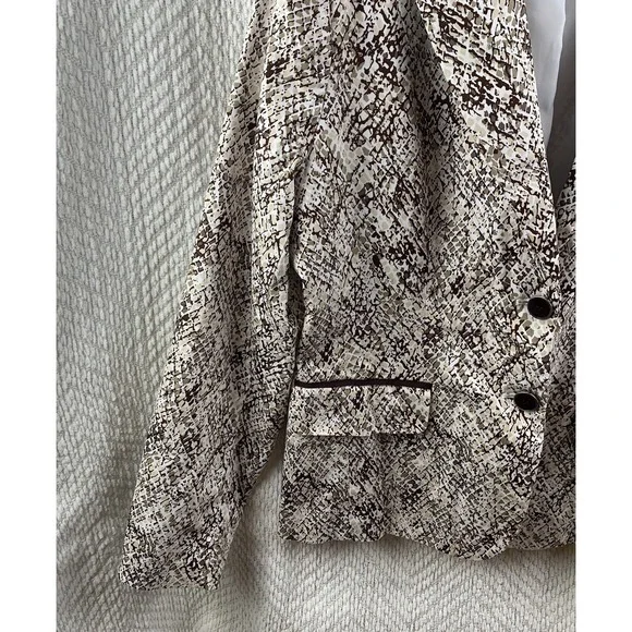 7TH Avenue Womens Jacket Blazer Career Snake Skin Print Neutral Women's Sz 10 - Picture 6 of 10